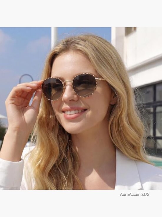 Retro Round Polarized Sunglasses, UV400 Protection, Lightweight Acetate Metal main image 4